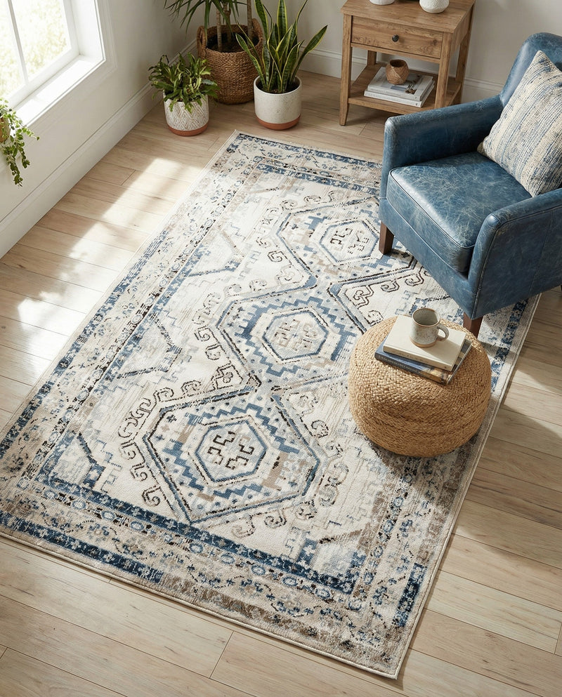 Savannah Elegance Collection Area Rug -  Tybee (Gray Blue) Rectangle Gray Blue  lifestyle 20