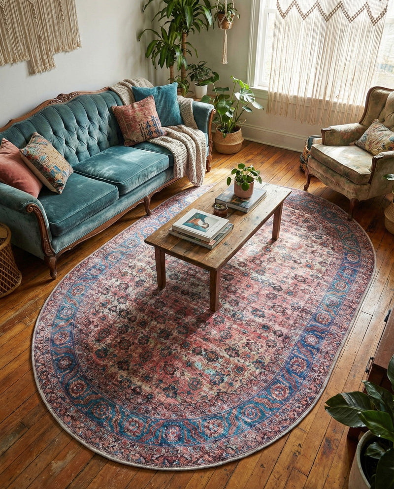 Zahara Oasis Collection Area Rug -  Meknes Oval Antique Pink  lifestyle 74