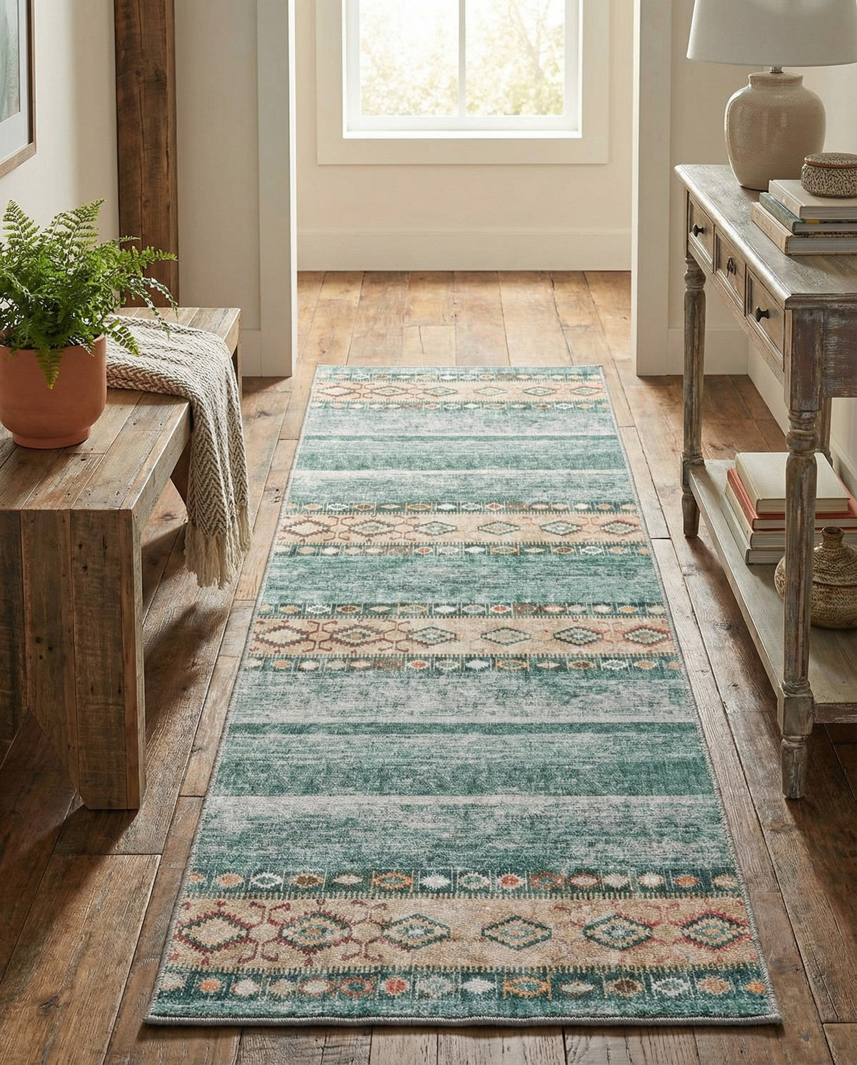 Heritage Elegance Collection Area Rug -  Edinburgh Runner Green  lifestyle 85