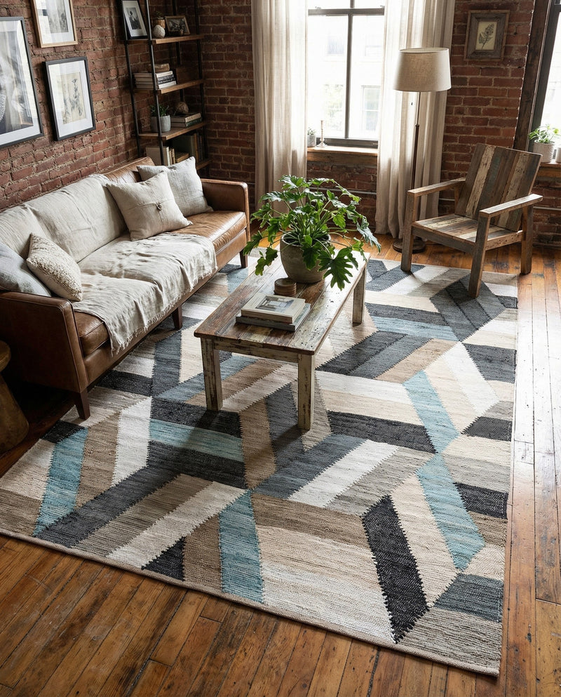 Thar Cotton Collection Area Rug -  Cochin Rectangle Blue  lifestyle 12