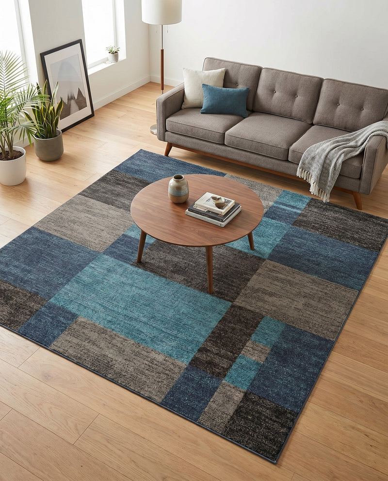 Autumn Meadow Collection Area Rug -  Sycamoreside (Blue Gray) Square Blue Gray  lifestyle 39