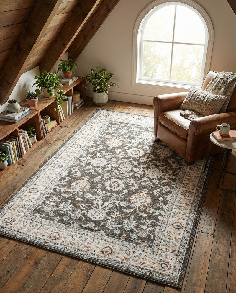 Savannah Elegance Collection Area Rug - Augusta (Fume Gray) Rectangle Fume Gray  lifestyle 24