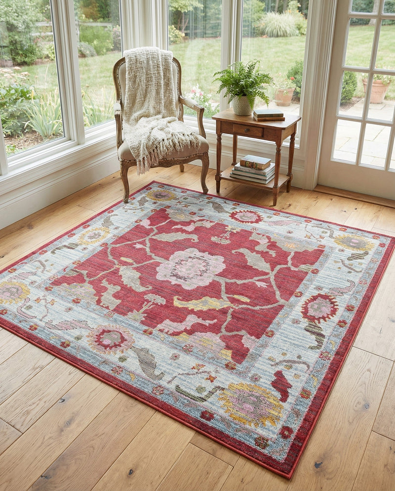 Arcadia Rugs Collection Area Rug - Eden (Red) Square Red  lifestyle 77
