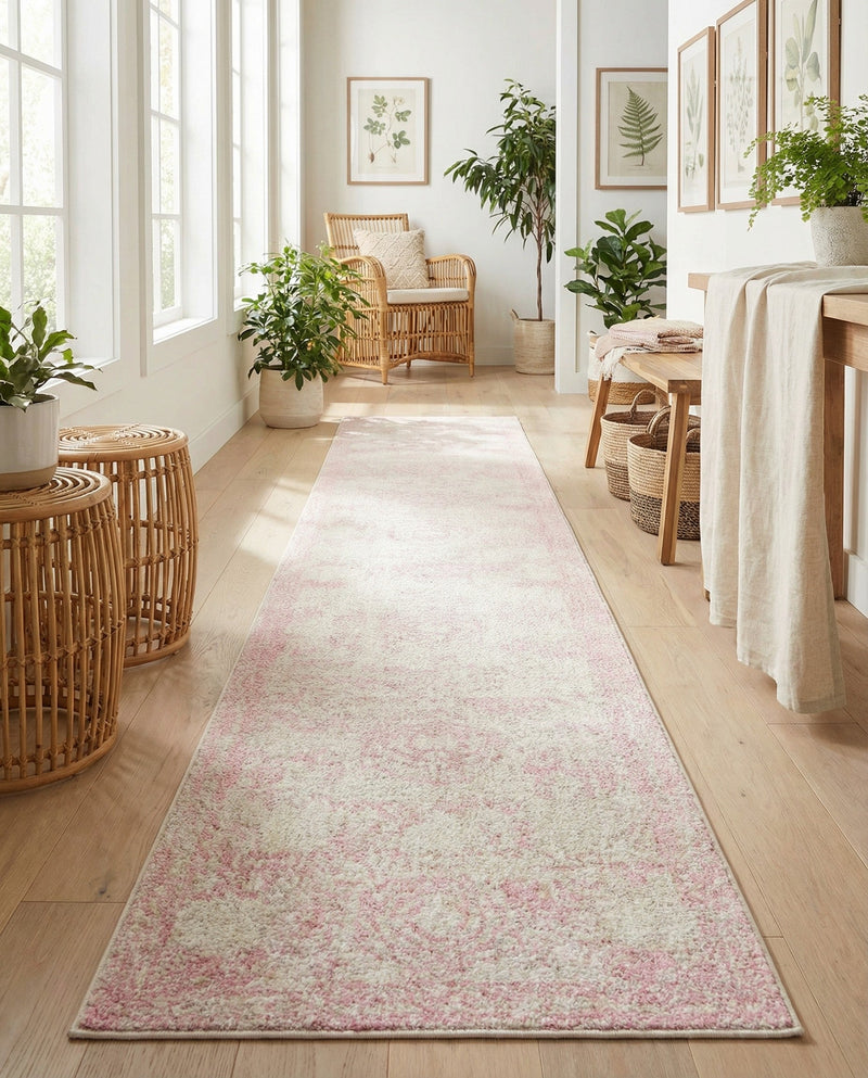 Dover Terrace Collection Area Rug -  Lagoon (Pink) Runner Pink  lifestyle 47