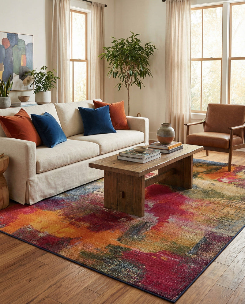 Urban Terrace Collection Area Rug -  Atrium Rectangle Multi  lifestyle 60