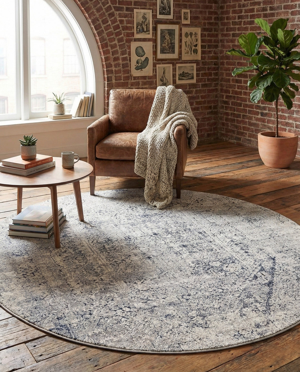 Coastal Manor Collection Area Rug -  Wavecrest Round Gray  lifestyle 116