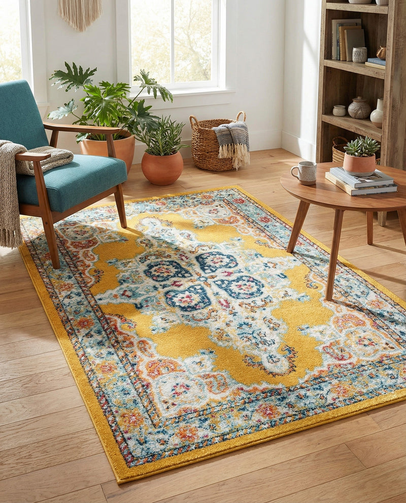 Beverly Grove Collection Area Rug -  Fairfax (Yellow) Rectangle Yellow  lifestyle 5