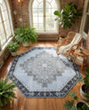 Heritage Elegance Collection Area Rug -  Winterthur (Blue Gray) Octagon Blue Gray  lifestyle 76