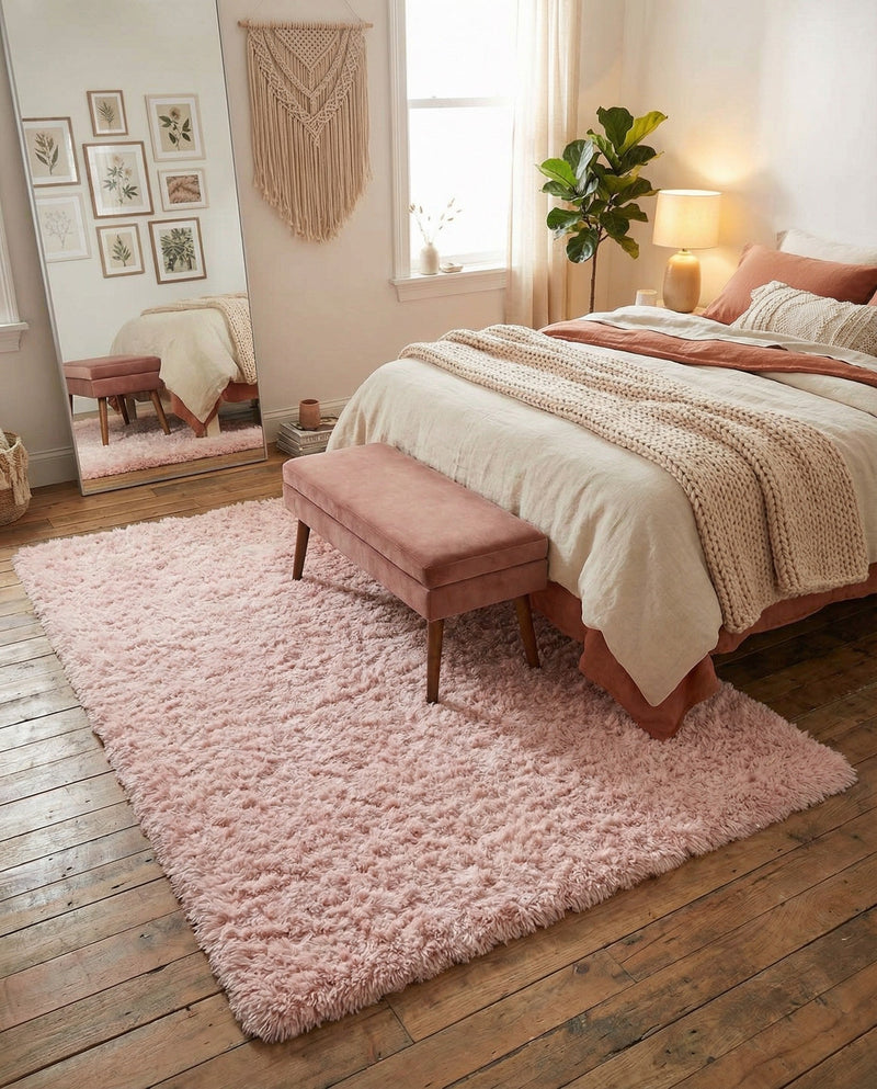 Eternal Plush Oasis Collection Area Rug -  Tranquility (Pink Lace) Rectangle Pink Lace  lifestyle 27