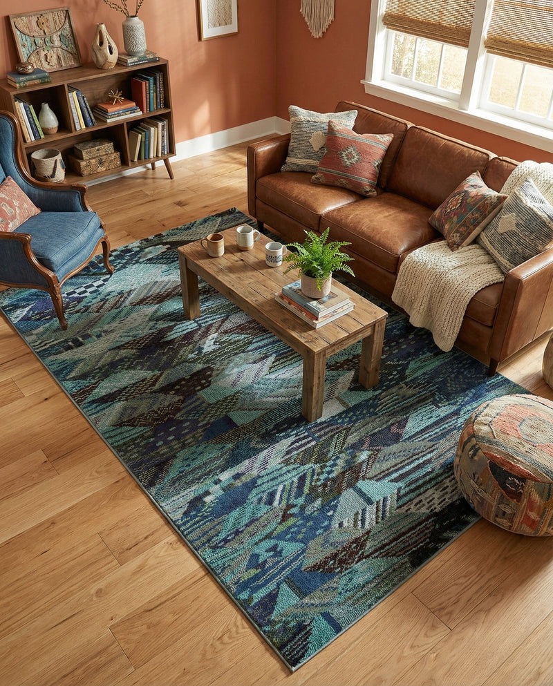 Sedona Vista Collection Area Rug -  Yucca Rectangle Blue  lifestyle 14