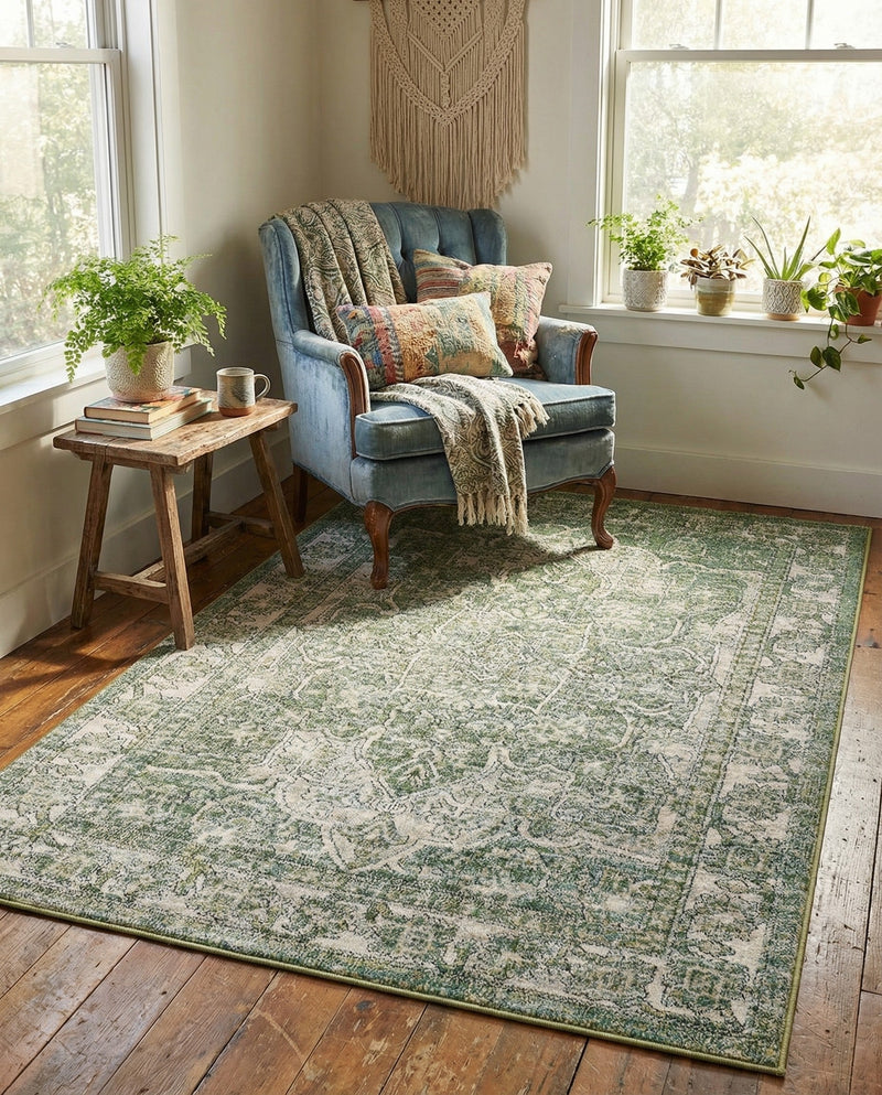 Savannah Soiree Collection Area Rug -  Everglade (Green) Rectangle Green  lifestyle 14