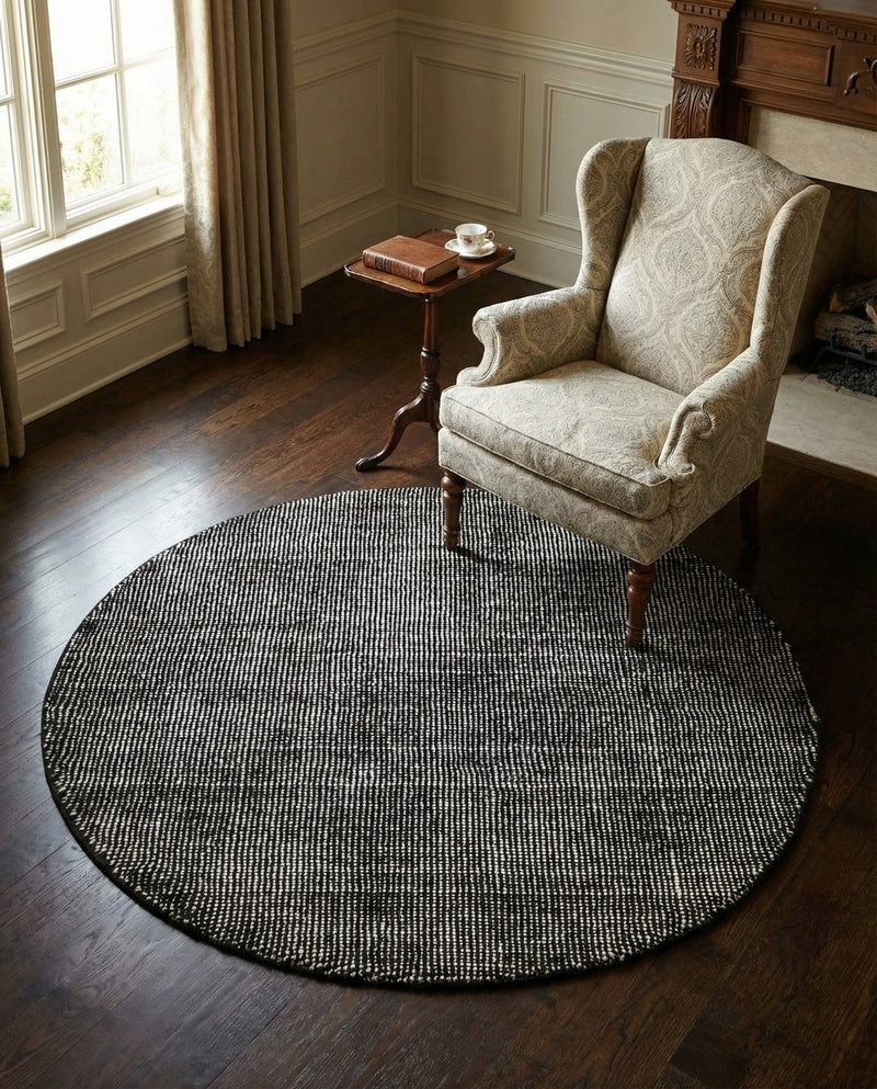 Berkshire Estate Collection Area Rug - Windsor (Blackberry) Round Blackberry  lifestyle 36
