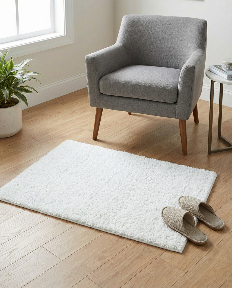 Solid Shag Seaside Collection Area Rug - Azure Cove (Snow White) Rectangle Snow White  lifestyle 11