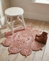 Woven Seaside Jute Collection Area Rug - Coastalhaven (Pink) Round Pink  lifestyle 18
