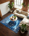 Brighton Stripes Collection Area Rug - Sussex (Navy Blue) Square Navy Blue  lifestyle 47