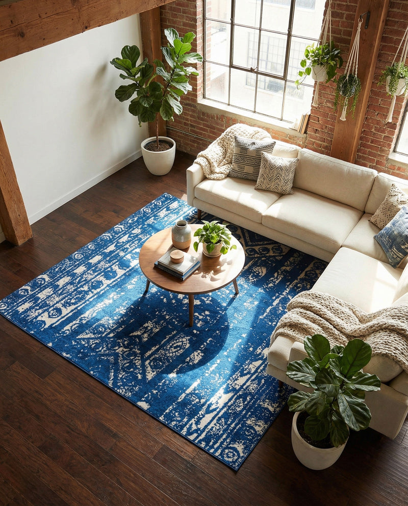 Brighton Stripes Collection Area Rug - Sussex (Navy Blue) Square Navy Blue  lifestyle 47