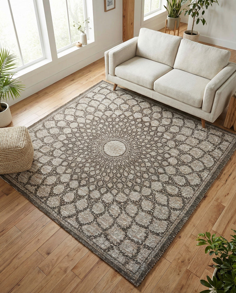 Savannah Threads Collection Area Rug -  Serengeti Square Charcoal and Ivory  lifestyle 43
