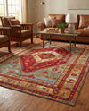 Patio Heritage Collection Area Rug -  Arbor Rectangle Red Green Blue  lifestyle 11