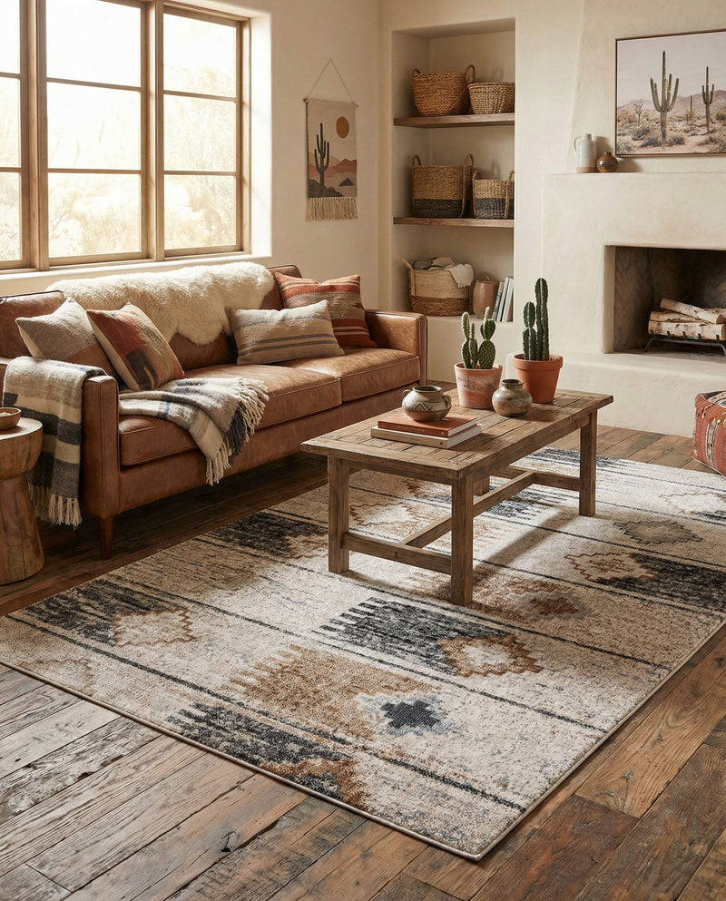 Desert Modern Eco Rug Series Collection Area Rug -  Taos Rectangle Ivory  lifestyle 7