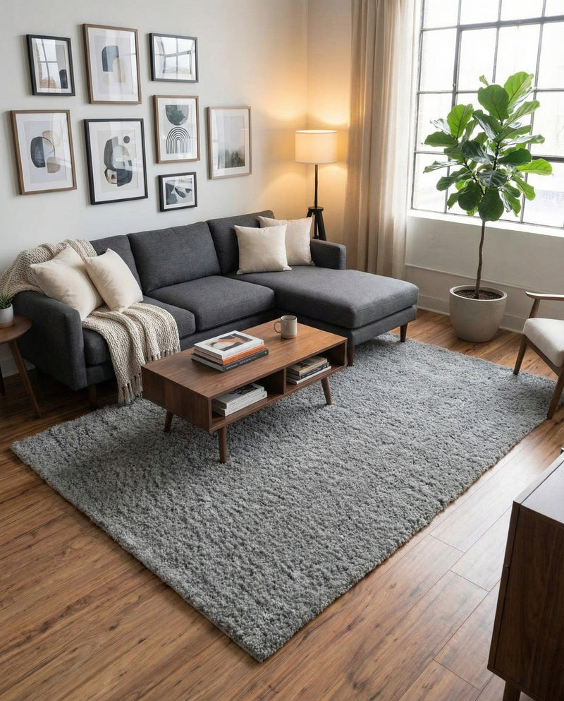 Cozy Comfort Shag Collection Area Rug - Haven (Cloud Gray) Rectangle Cloud Gray  lifestyle 27