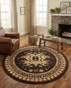 Tabriz Tapestries Collection Area Rug - Azerbaijan (Brown) Round Brown  lifestyle 26