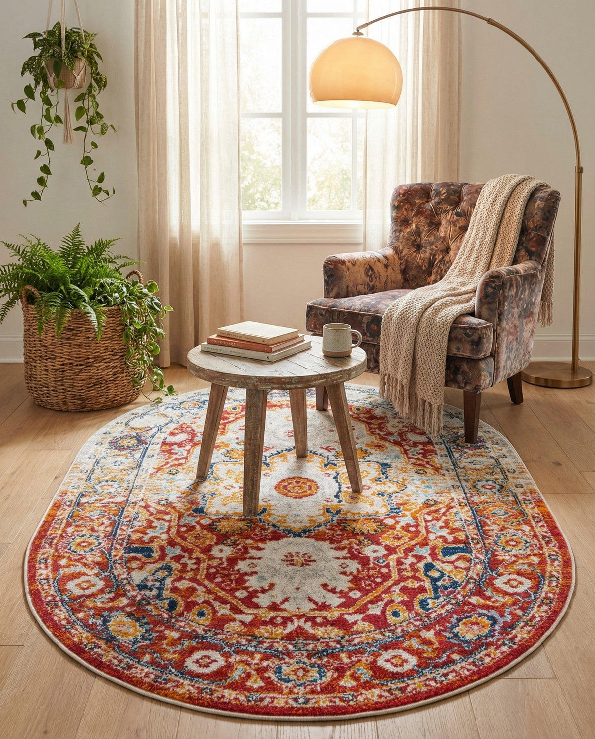 Parisian Elegance Collection Area Rug - Versailles (Rust Red) Oval Rust Red  lifestyle 84