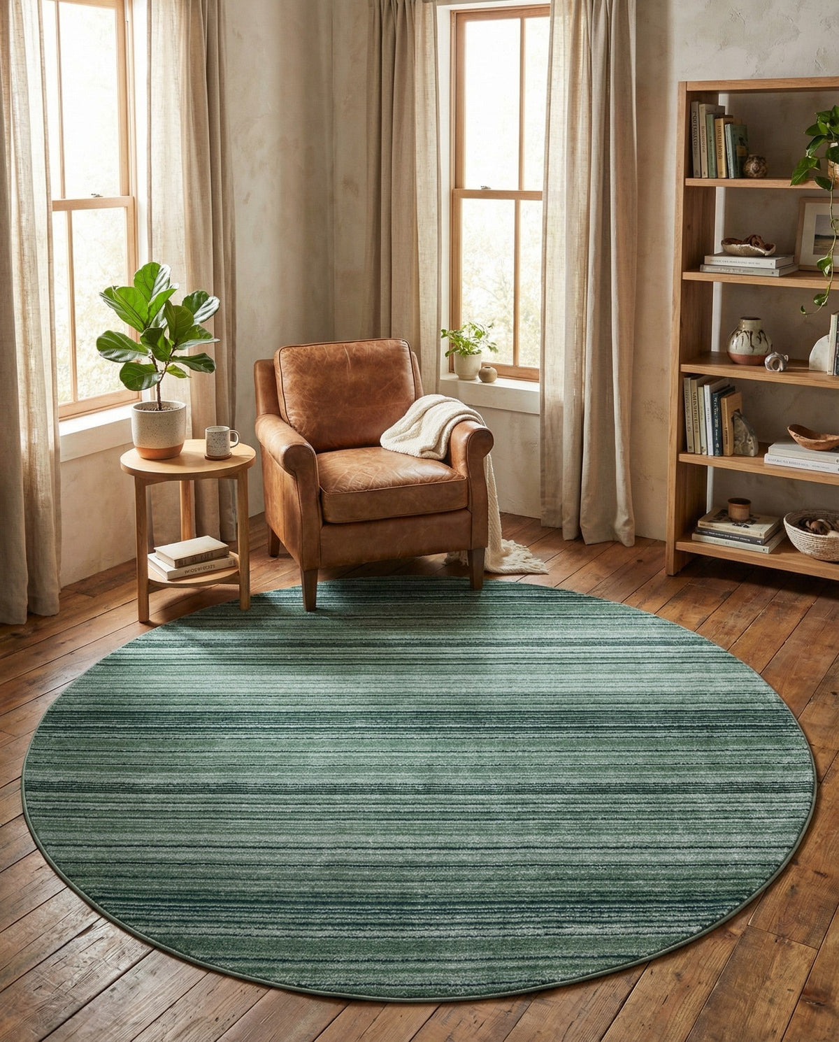 Jewel Oasis Collection Area Rug - Sapphire (Green) Round Green  lifestyle 108