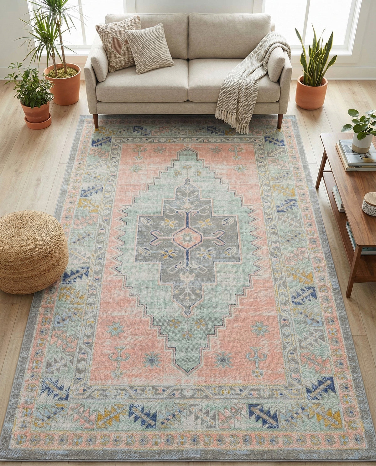 Savannah Series Collection Area Rug -  Augusta (Pink) Rectangle Pink  lifestyle 13