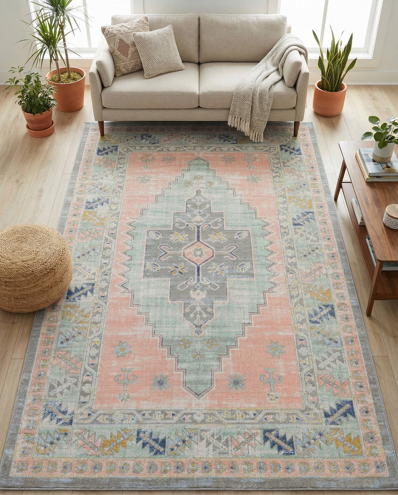 Savannah Series Collection Area Rug -  Augusta (Pink) Rectangle Pink  lifestyle 13