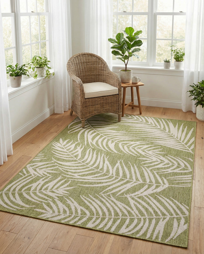 Seaside Blooms Collection Area Rug - Verdure (Green) Rectangle Green  lifestyle 25