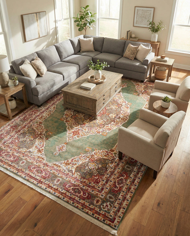Caribbean Breeze Collection Area Rug -  Windward Rectangle Green  lifestyle 40
