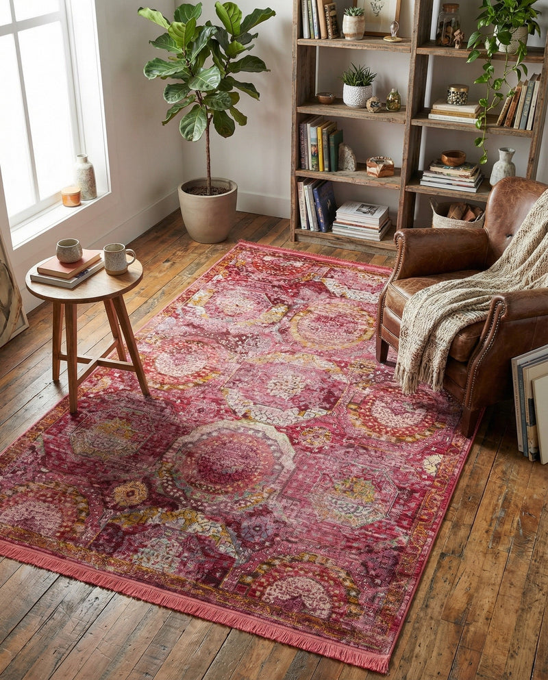 Caribbean Breeze Collection Area Rug -  Lucia Rectangle Pink  lifestyle 33