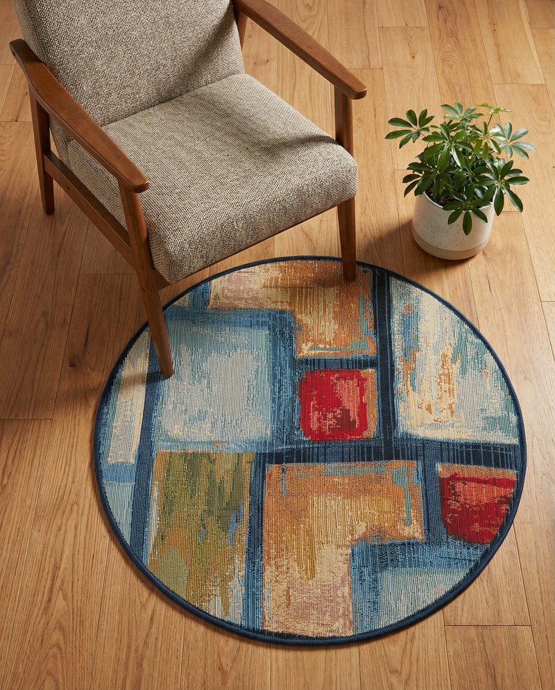 Urban Terrace Collection Area Rug -  Portico Round Multi  lifestyle 76