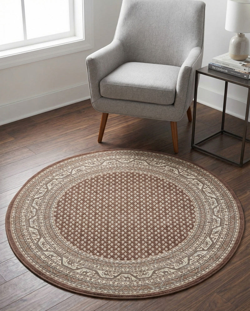 Soho Elegance Collection Area Rug -  Mercer (Brown) Round Brown  lifestyle 34