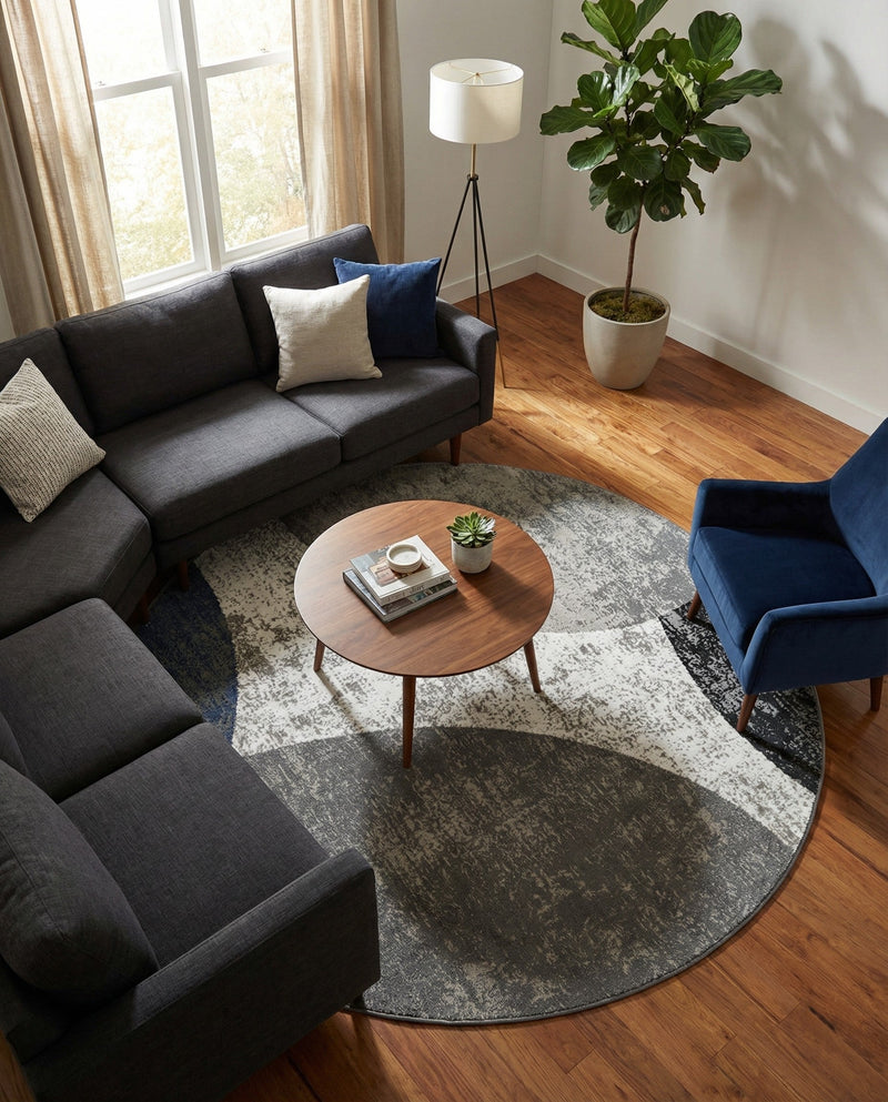 Copenhagen Edge Collection Area Rug -  Amager Round Multi  lifestyle 57