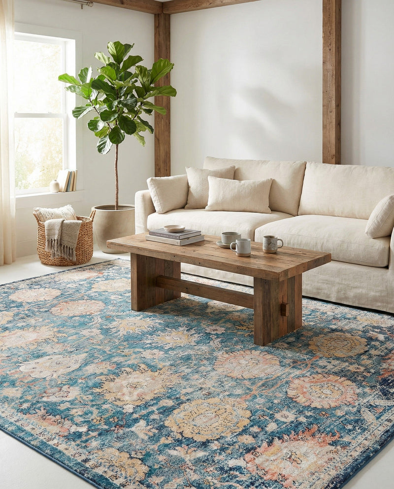 Seville Stripes Collection Area Rug -  Cordoba (Blue) Rectangle Blue  lifestyle 17