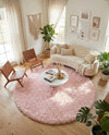 Eternal Plush Oasis Collection Area Rug -  Tranquility (Pink Lace) Round Pink Lace  lifestyle 59