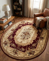 Versailles Elegance Collection Area Rug -  Louveciennes (Red) Oval Red  lifestyle 44