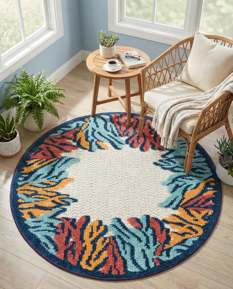 Caribbean Terrace Collection Area Rug -  Tortola Round Multi  lifestyle 63