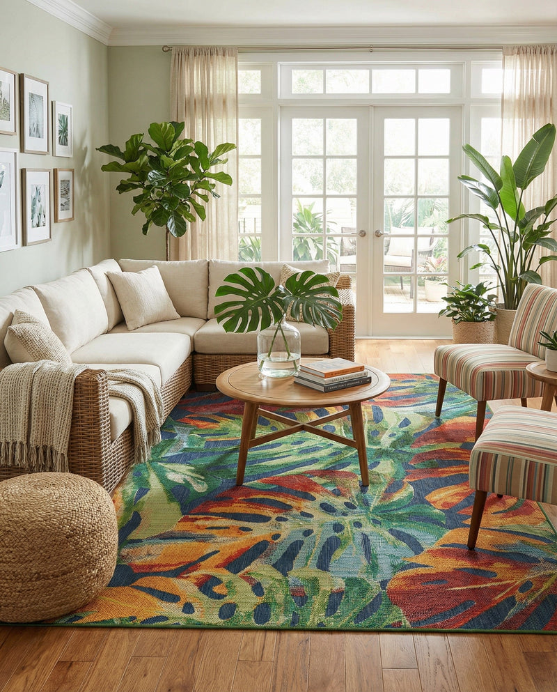 Coastal Terrace Collection Area Rug -  Pier Rectangle Multi  lifestyle 27