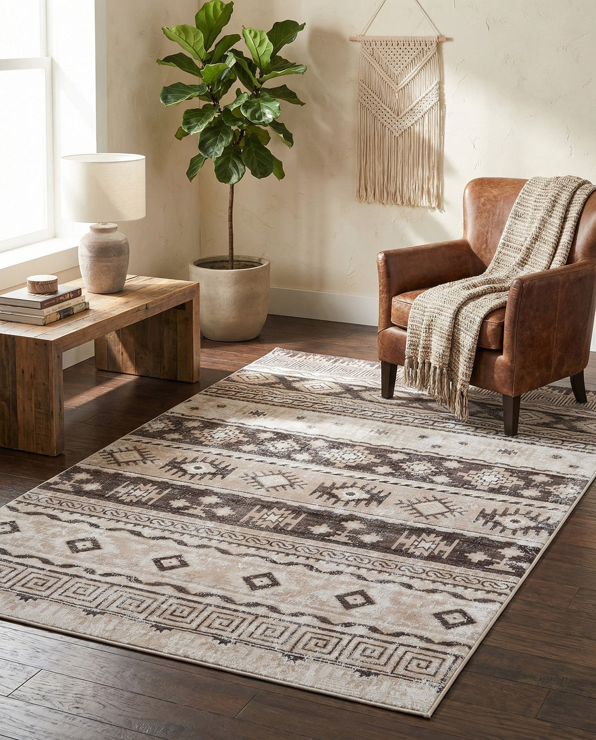 Geneva Terrace Collection Area Rug - Montreux Rectangle Beige  lifestyle 28