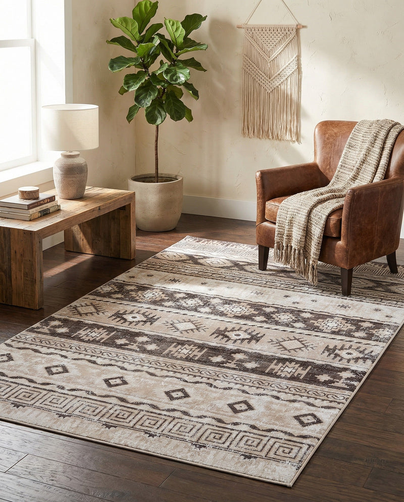 Geneva Terrace Collection Area Rug - Montreux Rectangle Beige  lifestyle 28