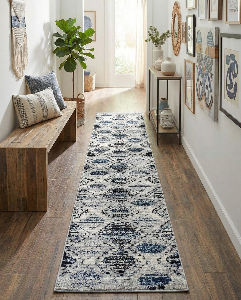 Marrakech Mosaic Collection Area Rug -  Atlas Runner Blue Gray  lifestyle 37