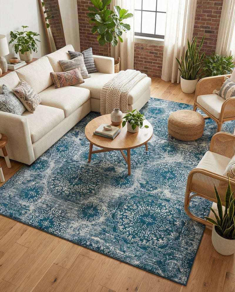 Riviera Elegance Collection Area Rug -  Monaco (Blue) Rectangle Blue  lifestyle 11