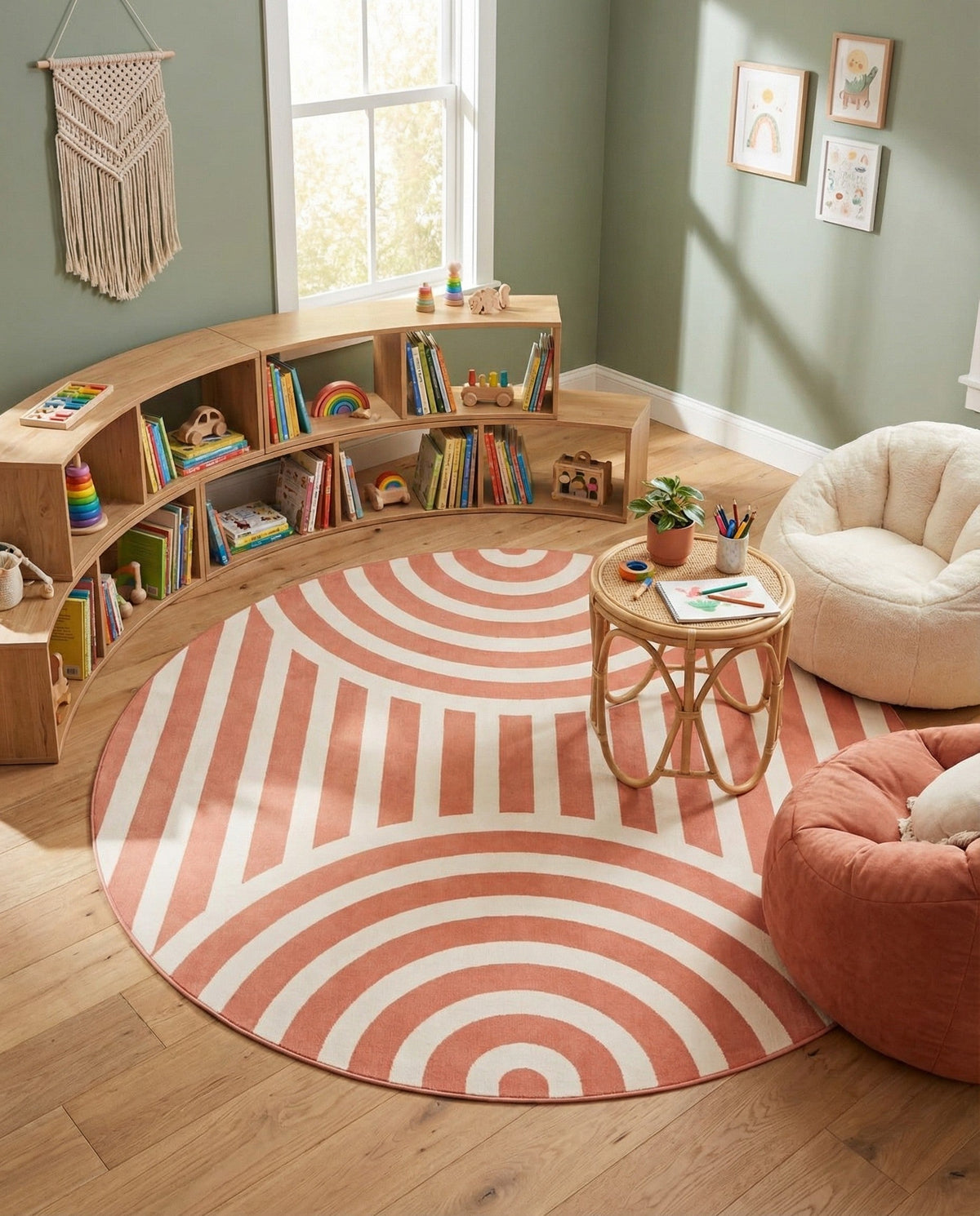 Wonder Tykes Collection Area Rug -  Joydale Round Soft Coral Pink  lifestyle 160