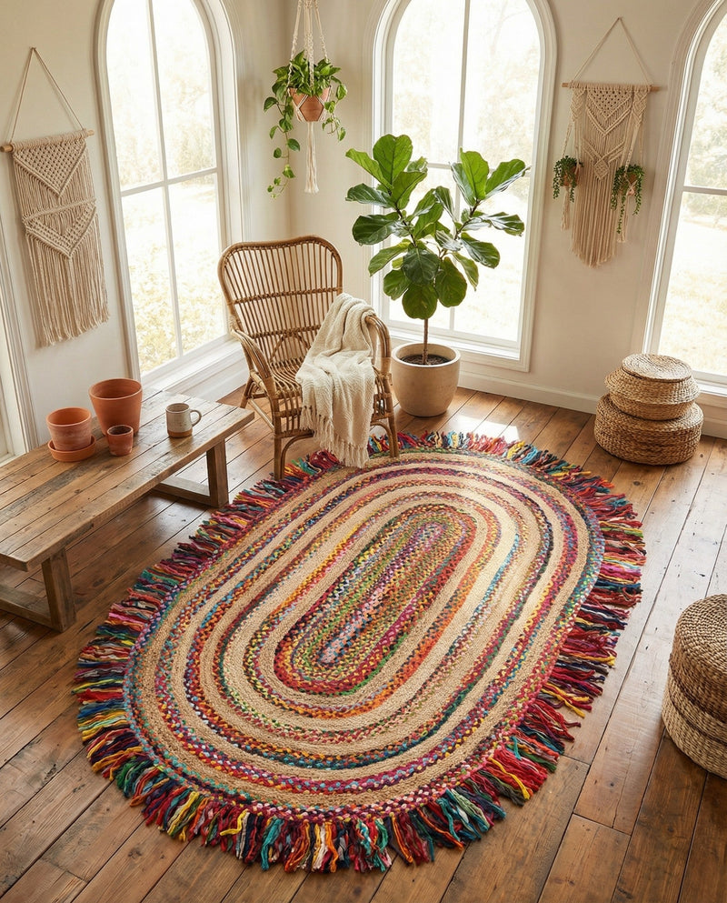 Osian Looms Collection Area Rug - Kathmandu Oval Multi  lifestyle 39