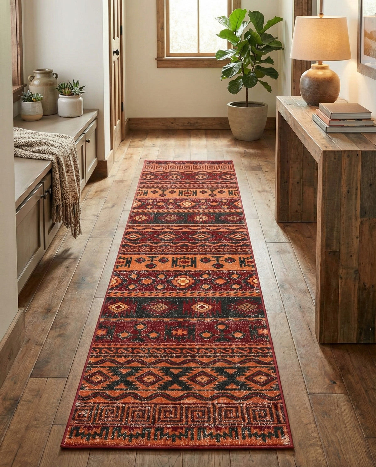 Geneva Terrace Collection Area Rug - Montreux Runner Rust Red  lifestyle 112