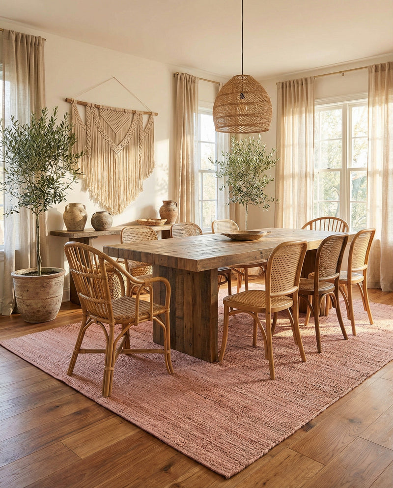 Woven Seaside Jute Collection Area Rug - Savannah (Light Pink) Rectangle Light Pink  lifestyle 22