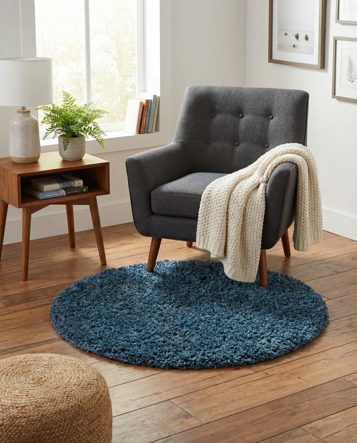 Alpine Plush Collection Area Rug - Verbier Round Dblue  lifestyle 110