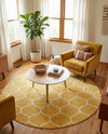 Trellis Mosaic Collection Area Rug -  Pergolatown (Yellow) Round Yellow  lifestyle 84